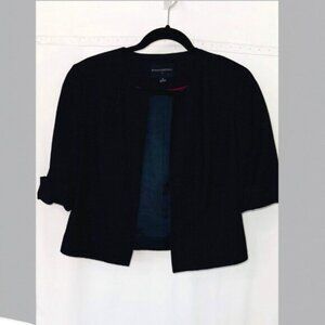 Banana Republic Womens Size 8 Lined Open Front Windowpane Jacket Blazer Blue